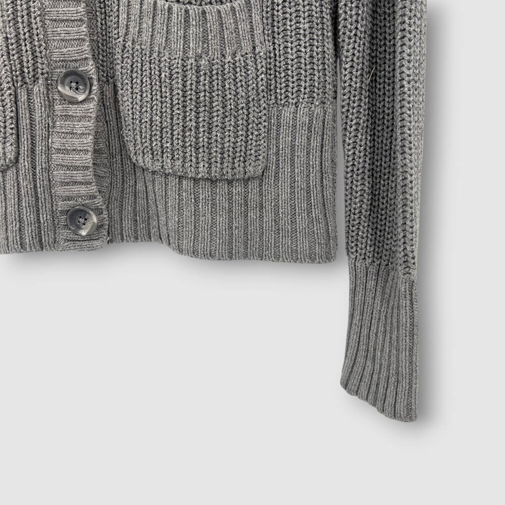 Y2k Aeropostale Gray Knit Hooded Cardigan Button Front Sweater Women’s Large - Picture 3 of 5